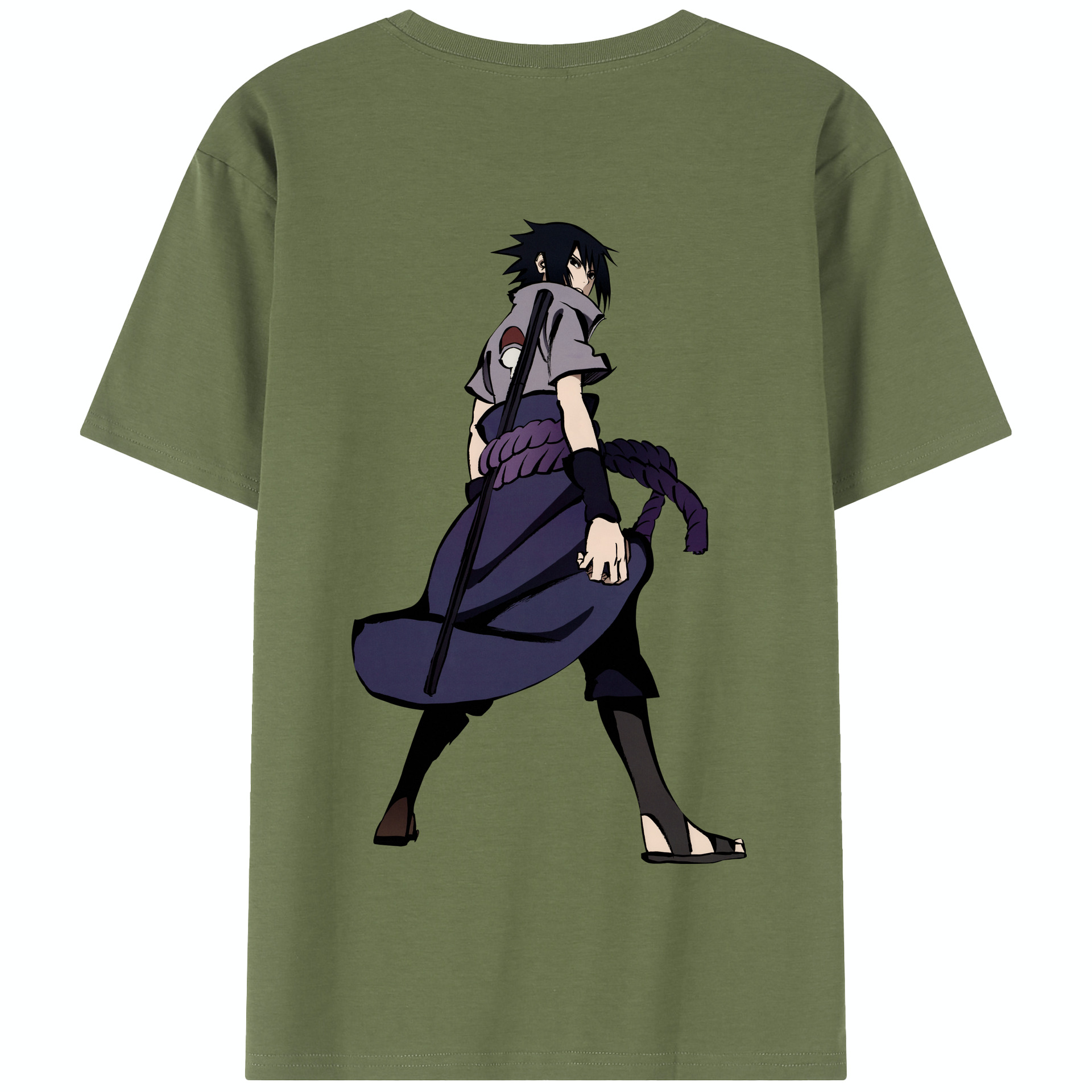 （画像用） NARUTO -ナルト- うちは サスケ Uchiha Sasuke 綿100％半袖Tシャツ（背面プリント）